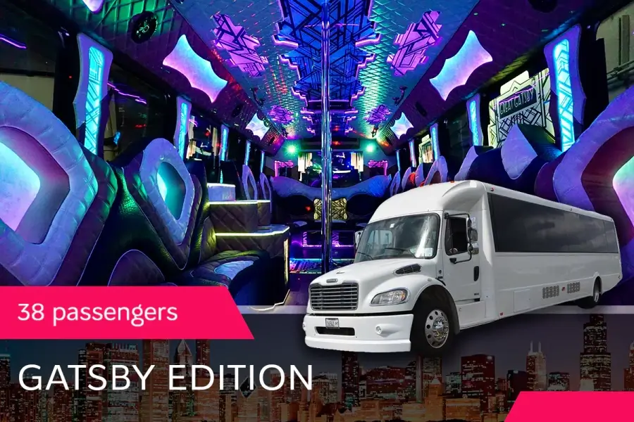 38 PASS. PARTY BUS "GATSBY EDITION" FEATURES